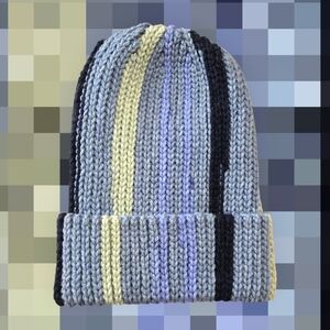 "Midnight Blue, Tall Knit-look 90s beanie, Handmade By Me, Ask About Custom